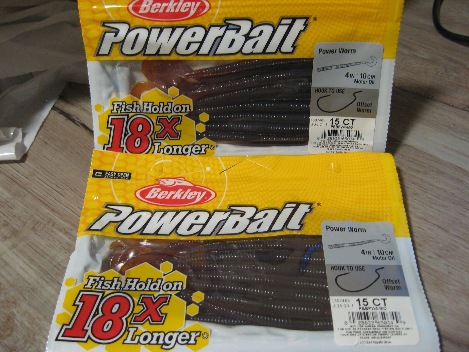 2 Packs Berkley 4 Power Worms Soft Fishing PowerBait Motor Oil