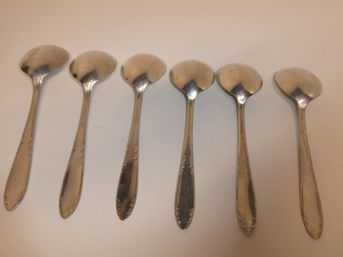National Silver Co King Edward Lot 6 Round Gumbo Soup Spoons 6 3/4" Silverplate - Picture 6 of 11