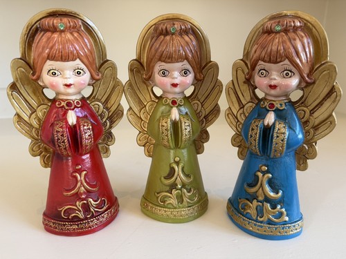 Vintage Set 3 ARDCO Kreidegeschirr Weihnachten Chor Engel Dallas Japan 1960er 8"T - Bild 2 von 6