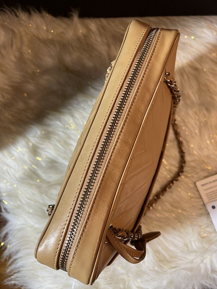 CHANEL Beige V Stitch CC logo lambskin shoulder bag w/ Card CHANEL Beige V Stitch CC logo lambskin shoulder bag w/ Card