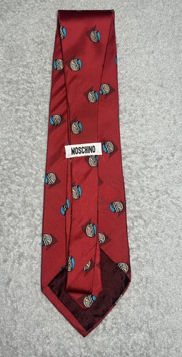 Moschino Neckwear Men’s Silk Tie Red Multicolor Abstract Geometric 4” in - Picture 8 of 16