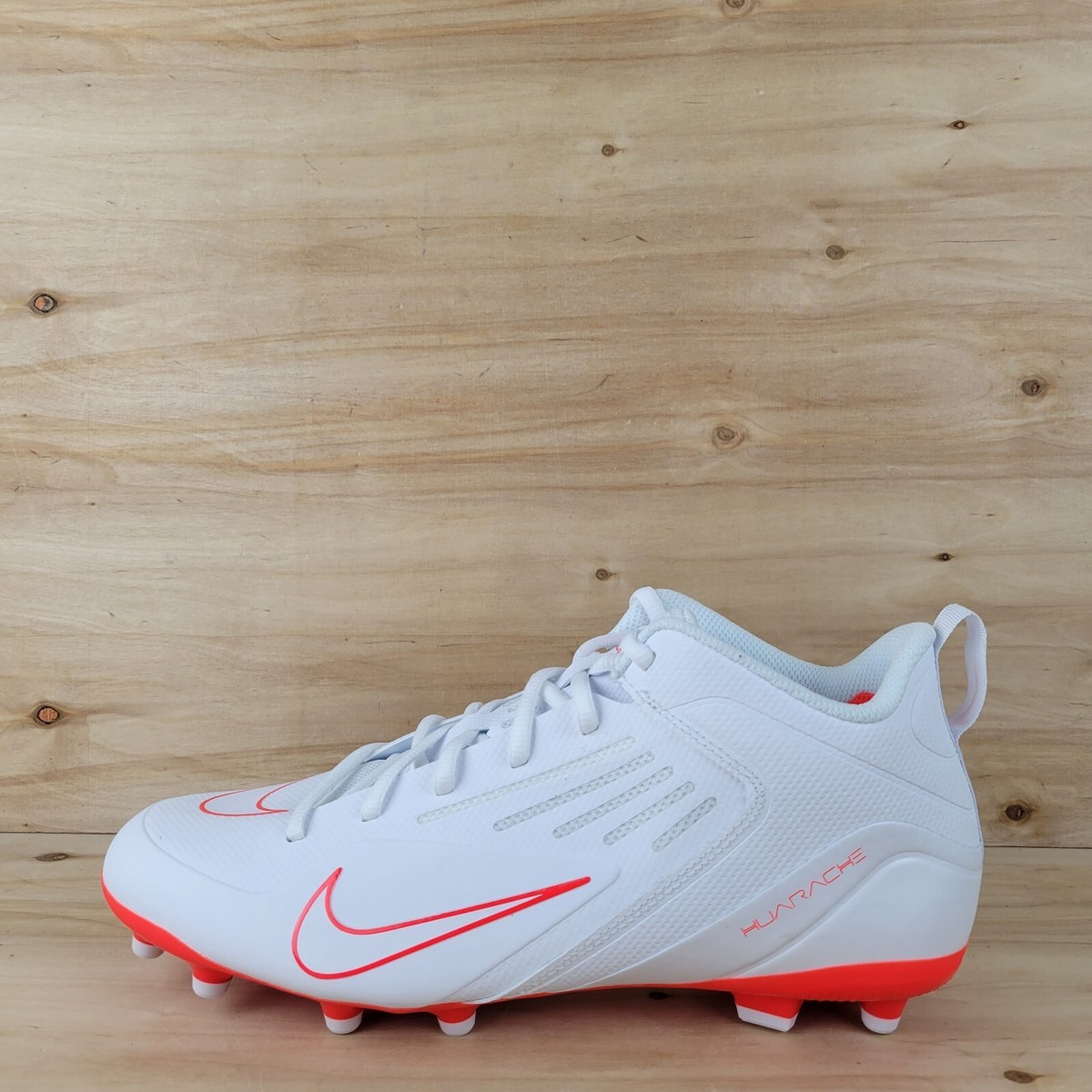 NIKE ALPHA HUARACHE 8 VARSITY LAX CLEATS WHITE/CRIMSON 