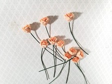 Dollhouse Peach Roses Flowers Set of 10 with Stems 1:12 Scale Miniature Garden