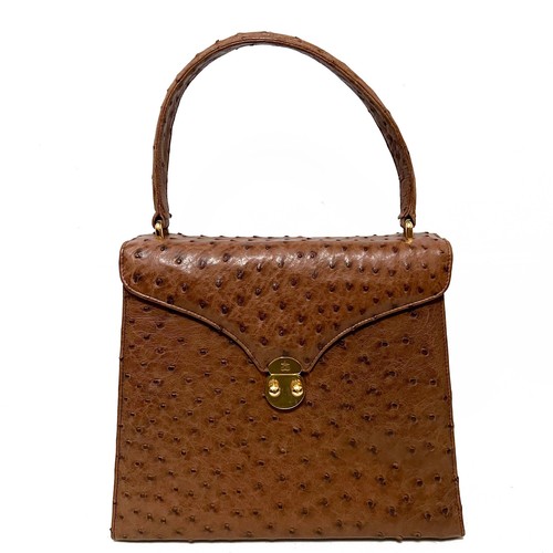 TAIR'S SPAIN Handtasche braun echtes Straußenleder - Bild 2 von 12