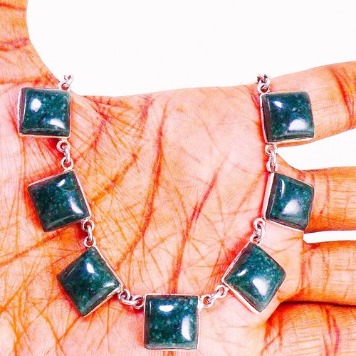 925 Sterling Silver Natural Green Guatemalan Jade Toggle Necklace 18" - Picture 13 of 14