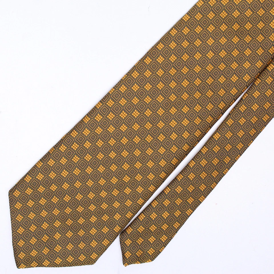 Corbata de seda Brooks Brothers para hombre verde dorado a cuadros tejida corbata EE. UU. Foto 2 de 4