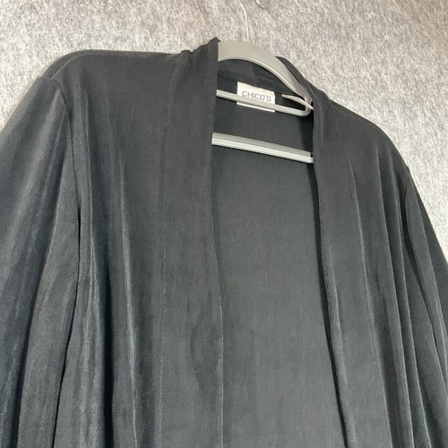Chicos Travelers Pullover Damen 0 Small schwarz Perlen vorne offen Cardigan Kapsel - Bild 2 von 9