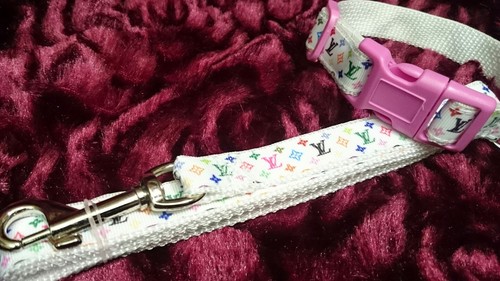 Dog Collar and matching lead set 10" - 14" neck size.  FREE FABRIC DESIGN  - Picture 2 of 6