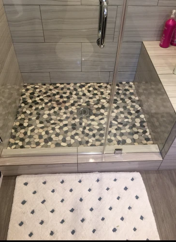 Pebble Stone Tile Valencia Cool Blend  12x12 River Rock Stone Shower Floor Wall - Picture 3 of 4