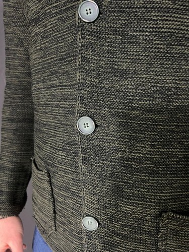 CARDIGAN UOMO LAVORATO A MAGLIA GIACCA MISTO LANA SLIM FIT MADE IN ITALY - Picture 3 of 23