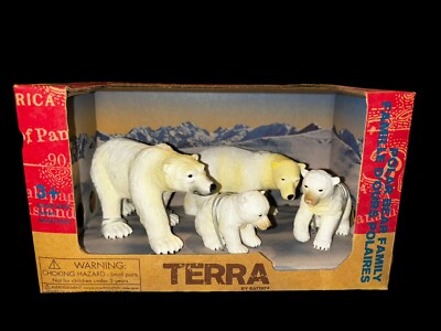 2021 Terra Battat Polar Bear Family Resin Figurines New In Box