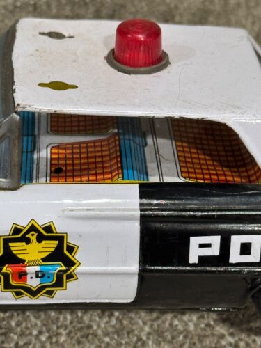 Auto Pattuglia Polizia Vintage Latta Litografia Frizione Alimentata Made In Korea 9" - Foto 6 di 17
