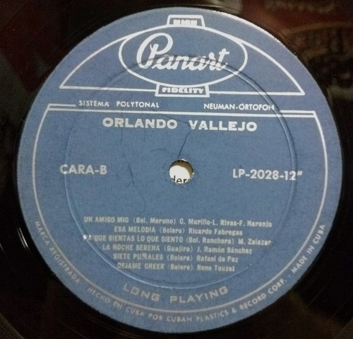 Orlando Vallejo Exitos De Vallejo!, Panart LP-2028, Latin Import LP VG+ - Picture 7 of 7