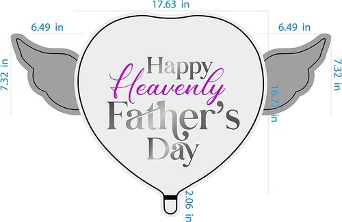 Happy Heavenly Father's Day Balloons heart shaped with angel wings - Picture 2 of 5