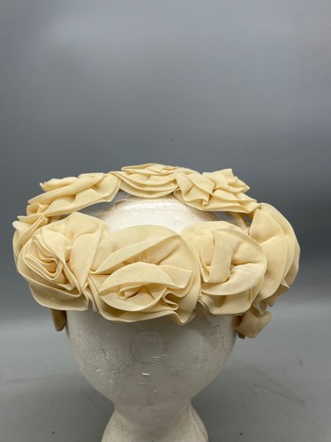Vintage skull cap hat womens floral lace ivory costume theater one size READ - Picture 4 of 9