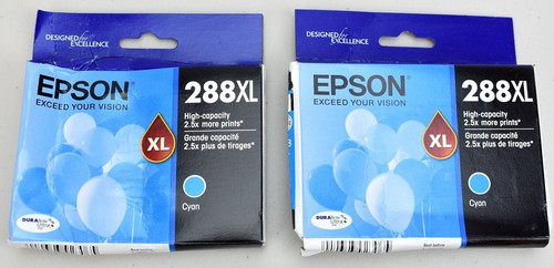 2-Pak Exp=05/2027 Genuine Epson 288XL Cyan High-Yield Ink Cartridges T288XL220-S - Picture 11 of 14