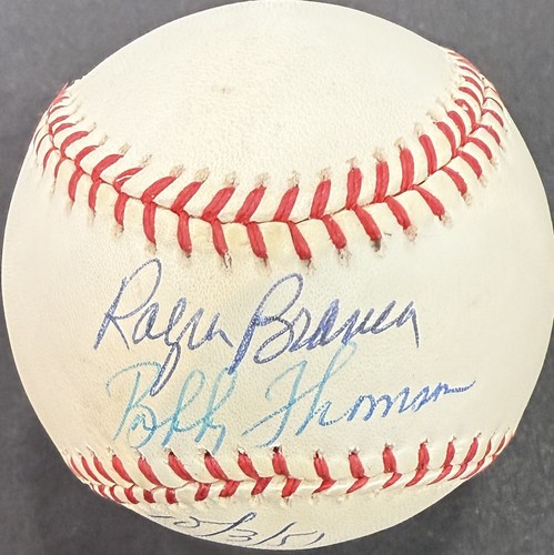 Bobby Thomson Ralph Branca Signed Official NL Baseball 10/3/51 Auto Giants PSA - Picture 2 of 10