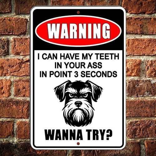 Cuidado con el perro puede tener dientes en el culo en 0,3 segundos mantener fuera calcomanía de metal - Imagen 1 de 7