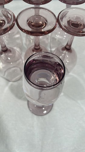 Libbey Mauve Light pink purple wine water glasses 8 Oz vintage 90s set of 7 - Picture 13 of 15