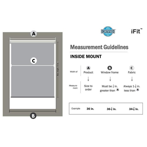 iFit Roller Shade 53.5"W x 73"L UV-Protection Cordless Blackout Polyester Beige - Picture 3 of 9