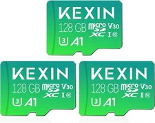 3 Pack KEXIN 128GB Micro SD Card with Adapter Up to 90MB/s High Speed microSDXC