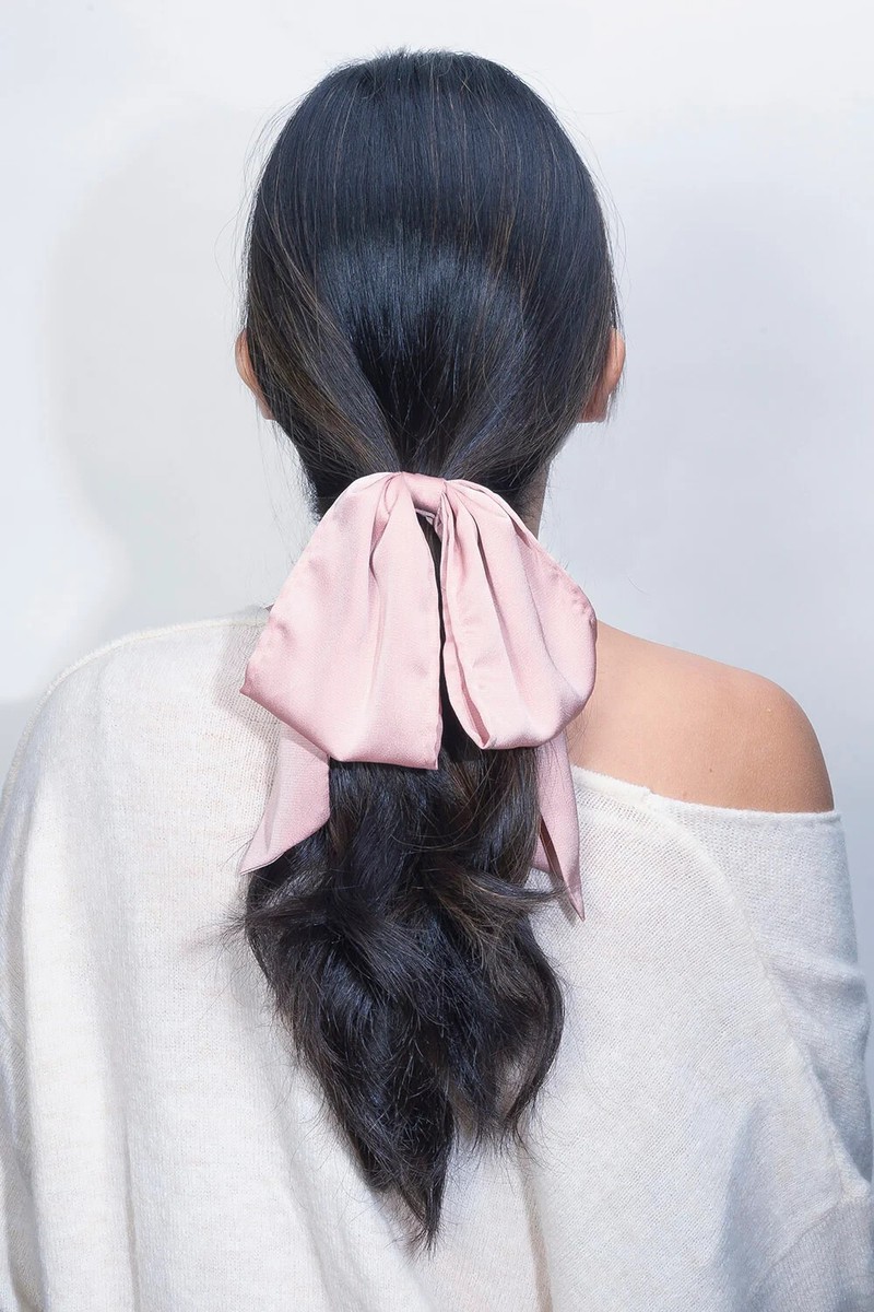 The Hair Edit Blush Pink Knotted Ribbon Scrunchie Bow Sash