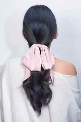 The Hair Edit Blush Pink Knotted Ribbon Scrunchie Bow Sash