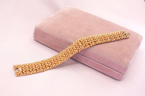 Vintage Sarah Cov Gold Mid Century Modern MCM Balled Pattern Bracelet - Picture 8 of 11