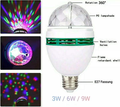 RGB LED E27 Magic Ball Effekt Party Club Partykeller Disco  LED Drehende Lampe 