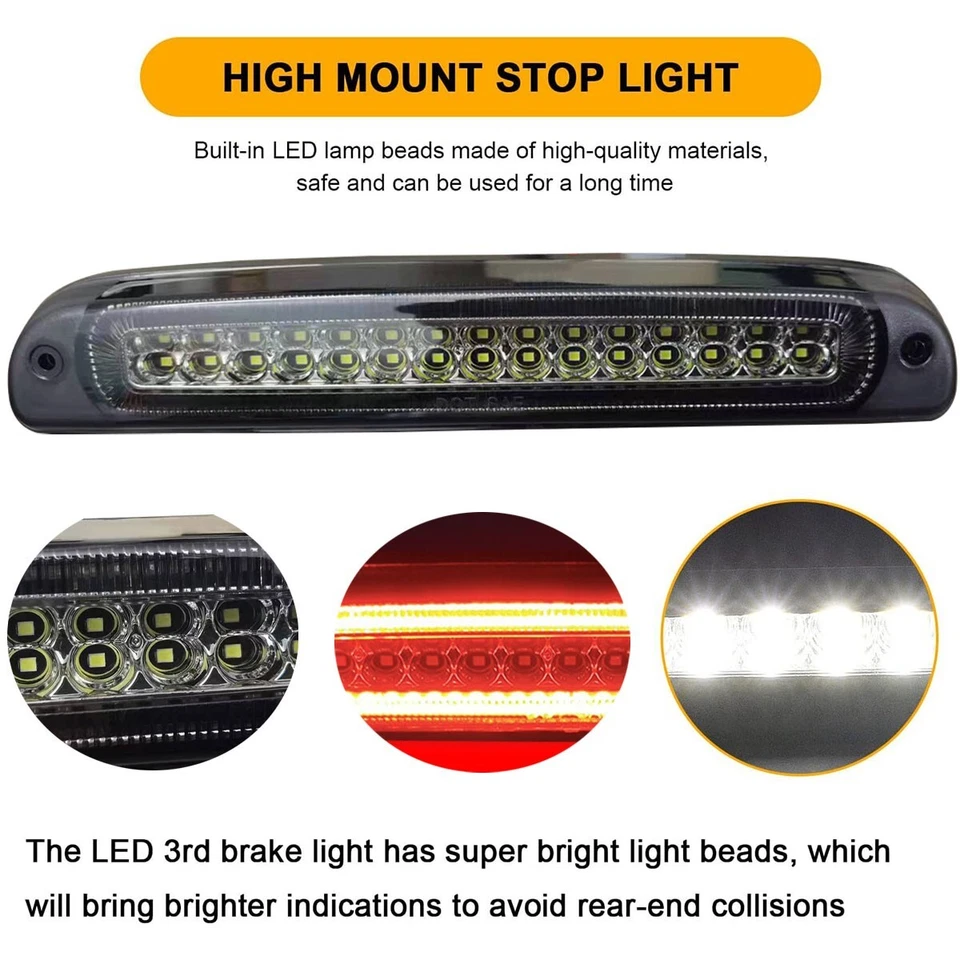 Tercera luz de freno LED de carga ahumada para Ford F250 F350 Super Duty 99-16 Foto 3 de 4