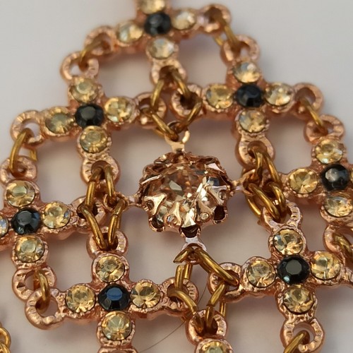 Michal Negrin Earrings Articulated Mesh Rose Gold Plated Cocktail Crystals Deco - Picture 5 of 14