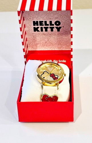 Sanrio Hello Kitty White Women's Watch, Bow Charm, Leather, Gift Box - Picture 3 of 6