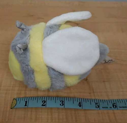Juguete para bebé Baby Ganz peluche abejorro sonajero arrugado anudado amarillo gris 6" - Imagen 9 de 11