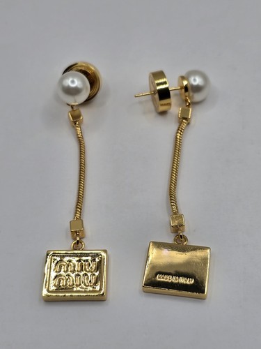 Miu Miu vergoldete Logo Ohrstecker Tropfen - Bild 8 von 8