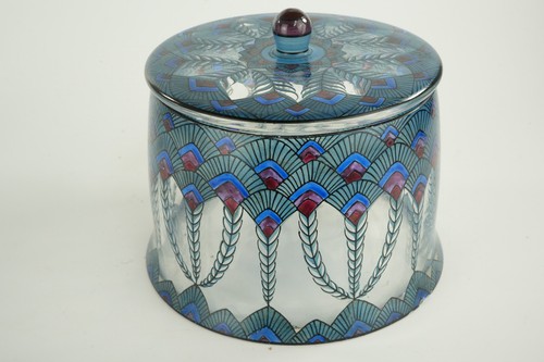 JUGENDSTIL DECKELDOSE UM 1900 - FACHSCHULE HAIDA - EMAILE HANDBEMALT - Bild 21 von 22