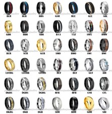 Tungsten Wedding Band Mens Ring Silver Gold IP Black Abalone Koa Wood NEW