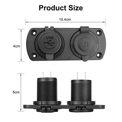 12V Auto Zigarettenanzünder Steckdose mit Dual USB Ladegerät Buchse Einbau KFZ - Bild 6 von 12