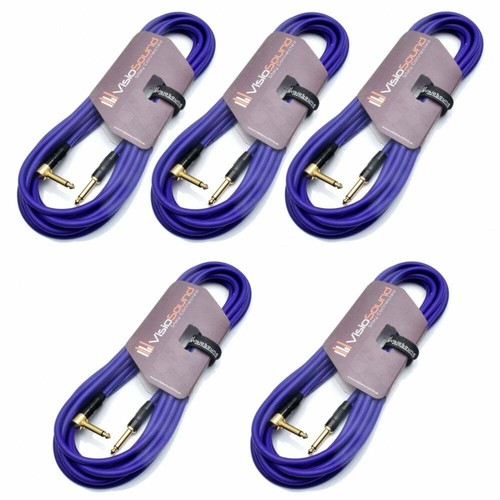 Premium Guitar Bass Lead 6.35mm 1/4" Angled Jack Pro Instrument Cable Multipack - Picture 16 of 43