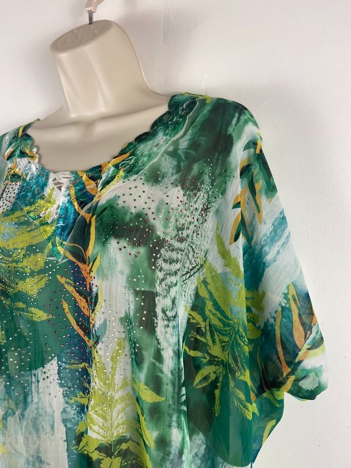 Klass UK size 12 green poncho style see through top eBay