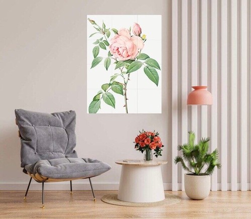 Fliesen Wandbild/Mosaik Keramikplatte Rose Blume Wandbild - Vintage Botanischer Druck - Bild 4 von 4