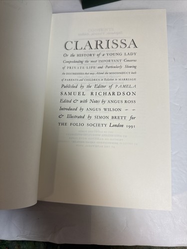 Clarissa by Samuel Richardson Folio Society Two Volume Hardcover Set w/Slipcase - Bild 13 von 23