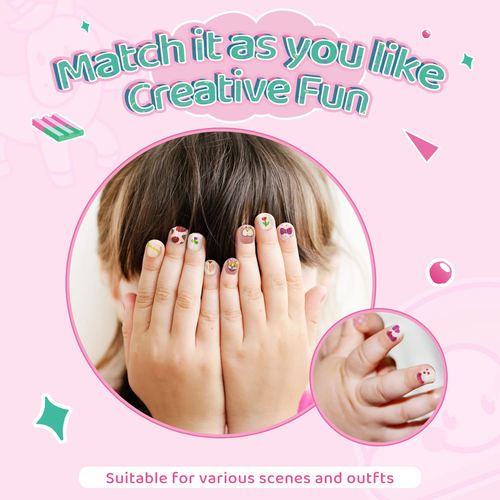 144Pcs 6 Pack Press on Nails for Kids Children Acrylic Fake Nails Pre-Glue Full - Picture 7 of 12