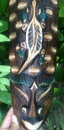 Máscara decorativa colgante barra de pared tribal tortuga africana tiki pintura de madera tallada gecko - Imagen 11 de 12