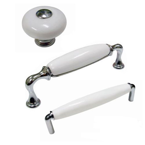 Kitchen cabinet handles chrome cupboard drawer door furniture Porcelain hampton - Picture 1 of 21
