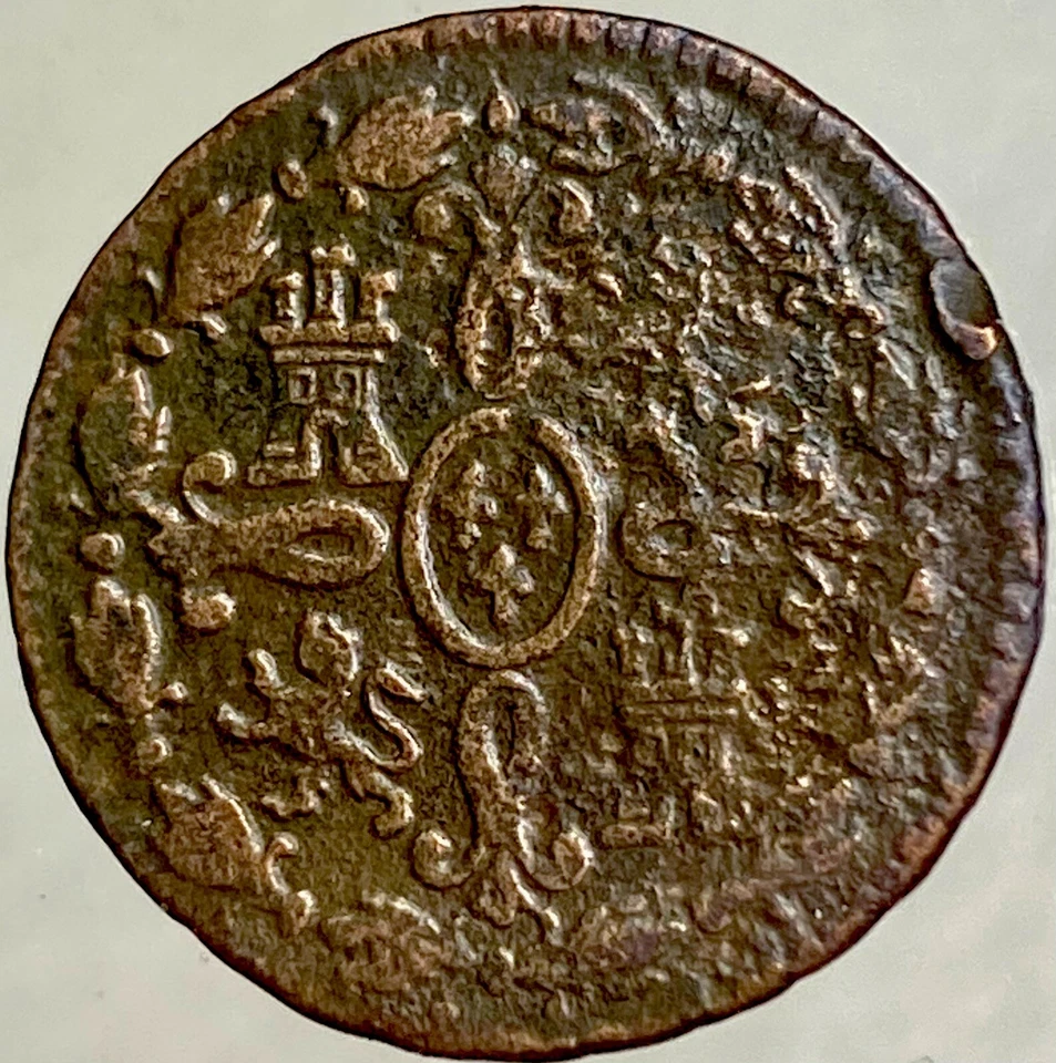 1775 2 Maravedis España Rey Carlos III 2 Maravedis Fecha Rara Muy Bonita Foto 2 de 4