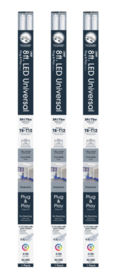 (3 Pack) Feit 8 FT LED  T8-T12 Uses 46W (59W - 75W Equivalent) Cool White 4000K