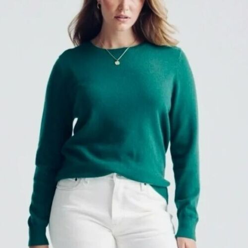Maglione Tahari donna medio 100% 2 strati cashmere girocollo maglione turchese - Foto 2 di 8