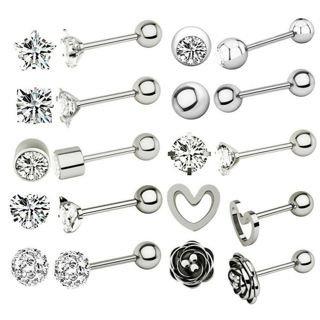 Crystal Bar Barbell Ear Cartilage Tragus Helix Studs Piercing Earrings Jewelry/&j