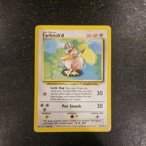 Shadowless Farfetch'd 27/102 - NM/LP - Vintage 1999 WotC Base Set Pokemon Card - Picture 2 of 12