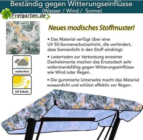 Sonnendach für Hollywoodschaukel Dachplane für Garten-Schaukel Ersatzdach - Bild 65 von 87